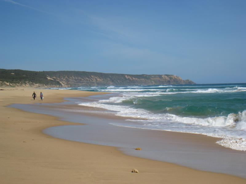 Cape Schanck - Gunnamatta Beach, section at very end of Truemans Road: View south-east along beach towards Cape Schanck