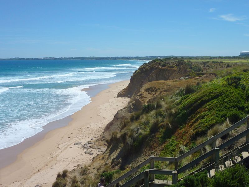 Cape Woolamai - The Colonnades, Woolamai Surf Beach, The Boulevard: North-westerly view along coast from walkway on top of cliffs