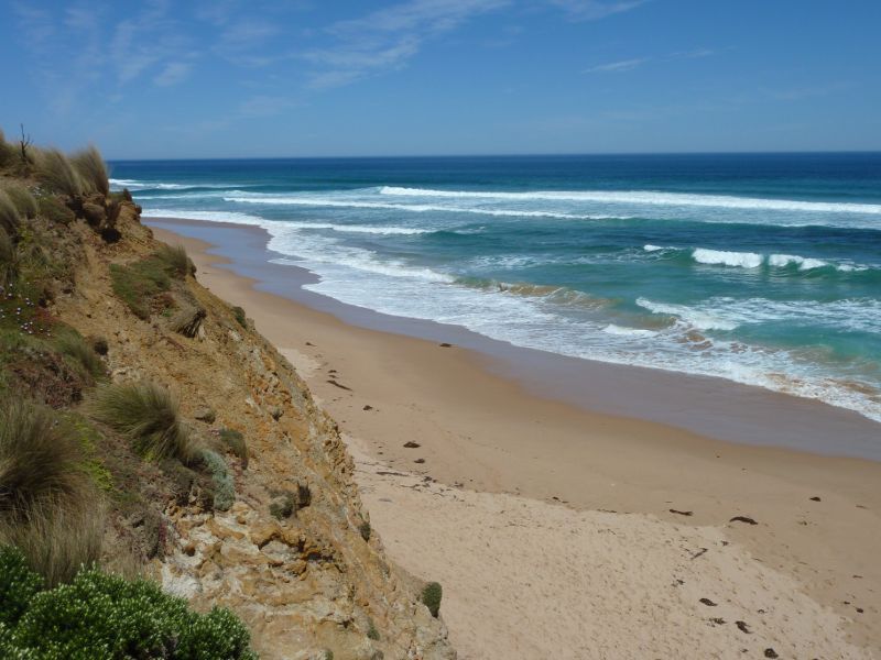 Cape Woolamai - The Colonnades, Woolamai Surf Beach, The Boulevard: View along beach from steps down cliff face