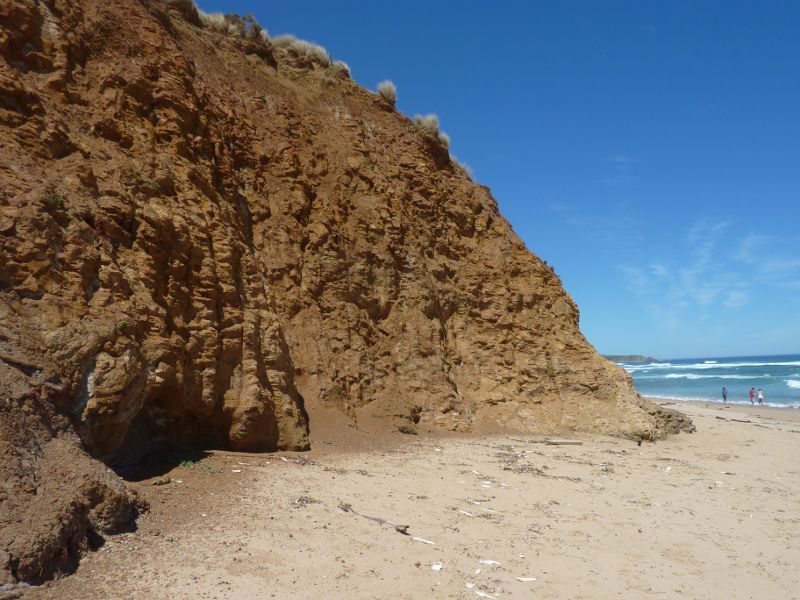 Cape Woolamai - The Colonnades, Woolamai Surf Beach, The Boulevard: Rocky cliff face on beach north-west of steps