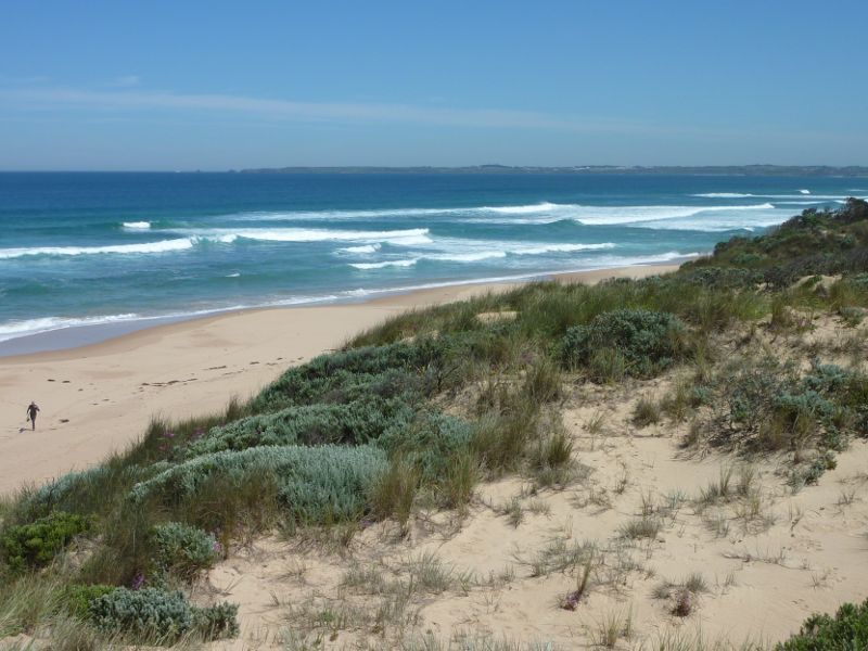 Cape Woolamai - Anzacs Beach, Woolamai Beach Road: North-westerly view along coast