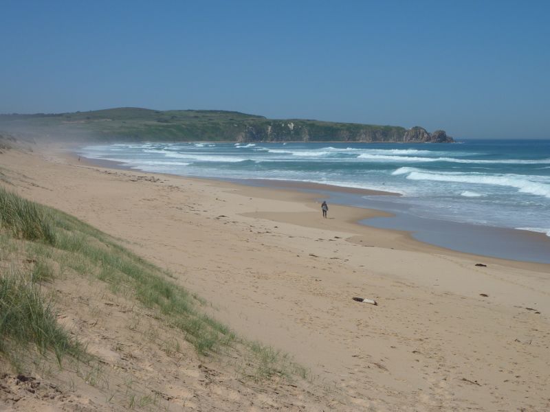 Cape Woolamai - Anzacs Beach, Woolamai Beach Road: South-easterly view along beach towards The Pinnacles
