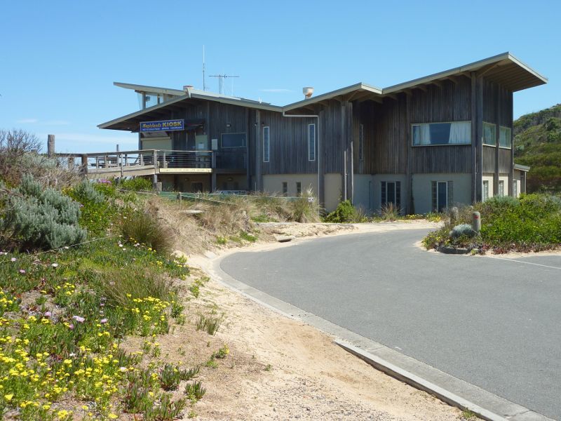 Cape Woolamai - Woolamai Surf Beach at surf lifesaving club, Woolamai Beach Road: Woolamai Beach Surf Lifesaving Club and Magiclands Kiosk