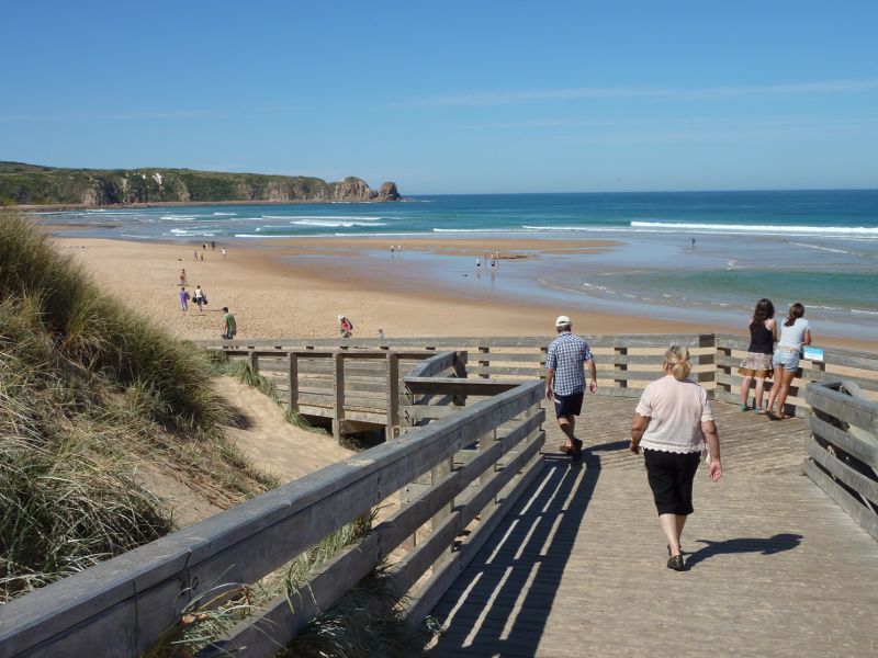 Cape Woolamai - Woolamai Surf Beach at surf lifesaving club, Woolamai Beach Road: Walkway down to beach