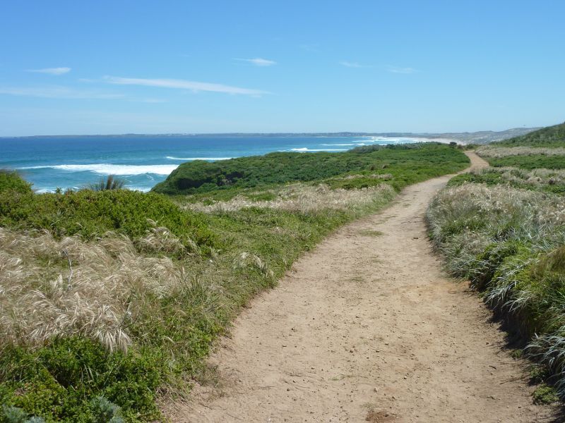 Cape Woolamai - Cape Woolamai Trail near Magic Lands Beach: North-westerly view along trail