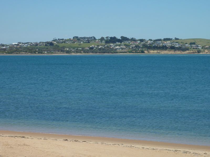 Cape Woolamai - Coastal scenery at east end of Seaspray Avenue: Easterly view across channel towards San Remo