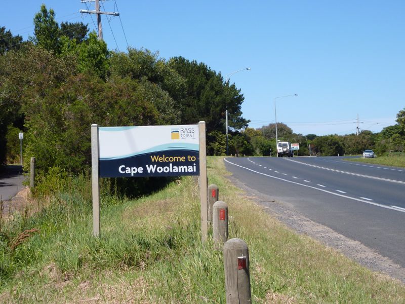 Cape Woolamai - Phillip Island Road: Cape Woolamai town sign, Phillip Island Rd near Cleeland Rd