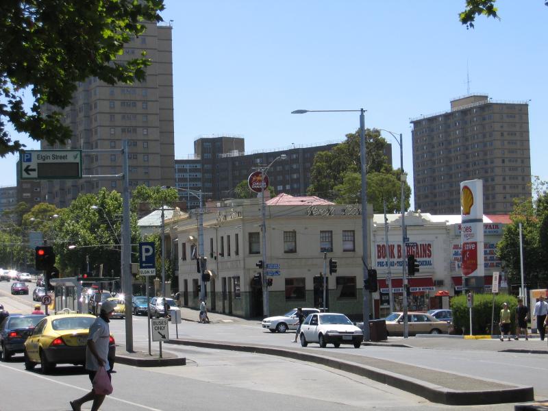 Carlton - Lygon Street, commercial centre and restaurants: View north along Lygon St towards Elgin St