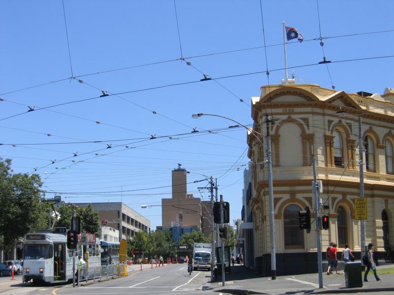Carlton - Lygon Street, commercial centre and restaurants: View west along Elgin St at Lygon St