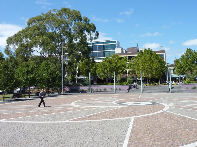 Carlton - Argyle Square and Piazza Italia, Lygon Street and Argyle Place North & South: View east through Piazza Italia towards Lygon St