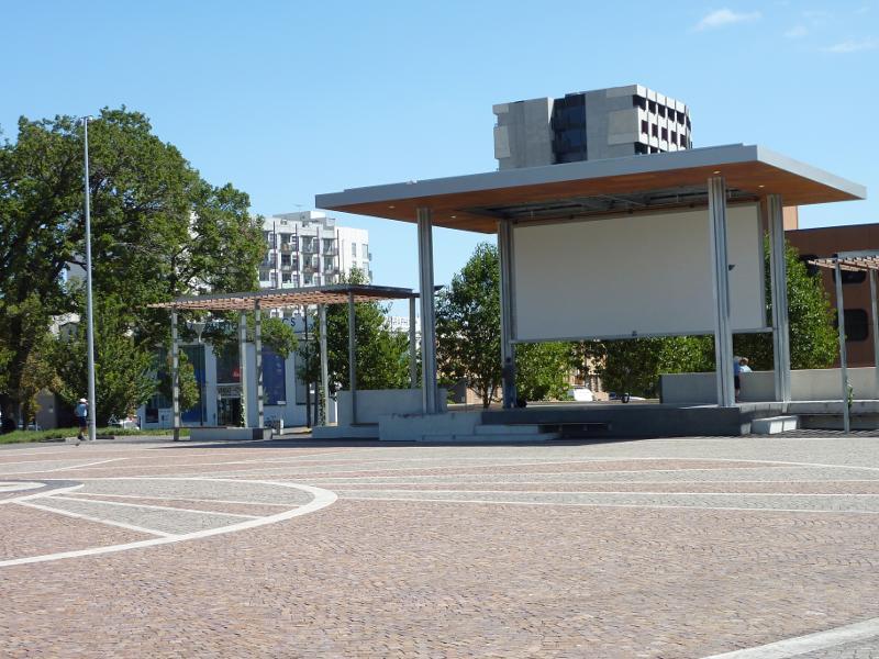 Carlton - Argyle Square and Piazza Italia, Lygon Street and Argyle Place North & South: Stage at western end of Piazza Italia