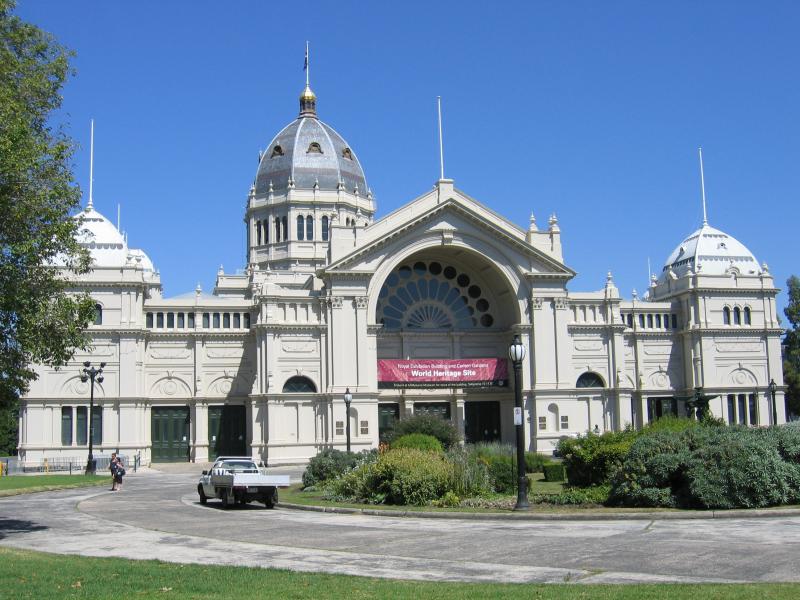 Carlton - Exhibition Building, Carlton Gardens: Eastern entrance facing Nicholson St
