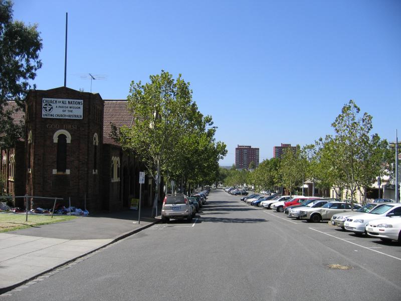 Carlton - Rathdowne Street: All Nations Church, view east along Palmerston St between Lygon St and Rathdowne St