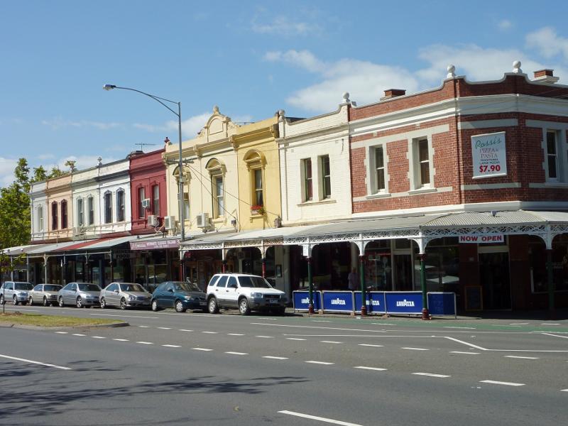 Carlton - Rathdowne Street: Shops along east side of Rathdowne St between Pitt St and Kay St