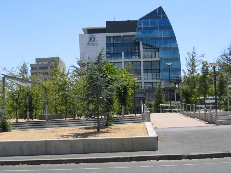 Carlton - University Square and surroundings: View west across University Square near Grattan St