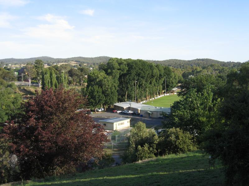 Castlemaine - Old Castlemaine Gaol: View south-east from Gaol towards oval at Camp Reserve
