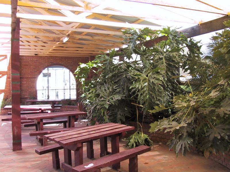 Charlton - Shops and commercial centre, High Street (Calder Highway): Traveller's Rest covered area, corner John Curtin Dr and High St