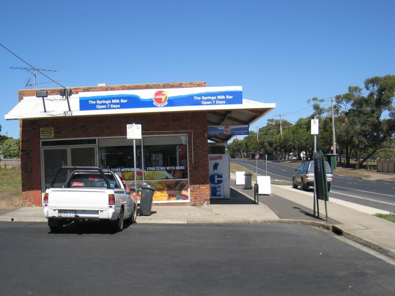 Clifton Springs - Local shopping centre, Pinnaroo Avenue: The Springs Milk Bar, corner Pinnaroo Av and Jetty Rd