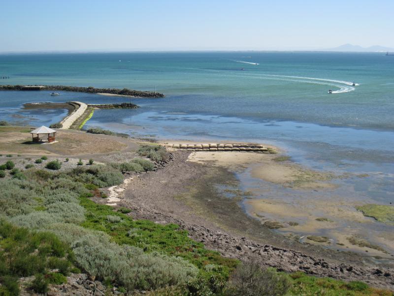 Clifton Springs - Adrian Mannix Reserve and views of Clifton Springs Boat Harbour: View towards boat harbour from access road