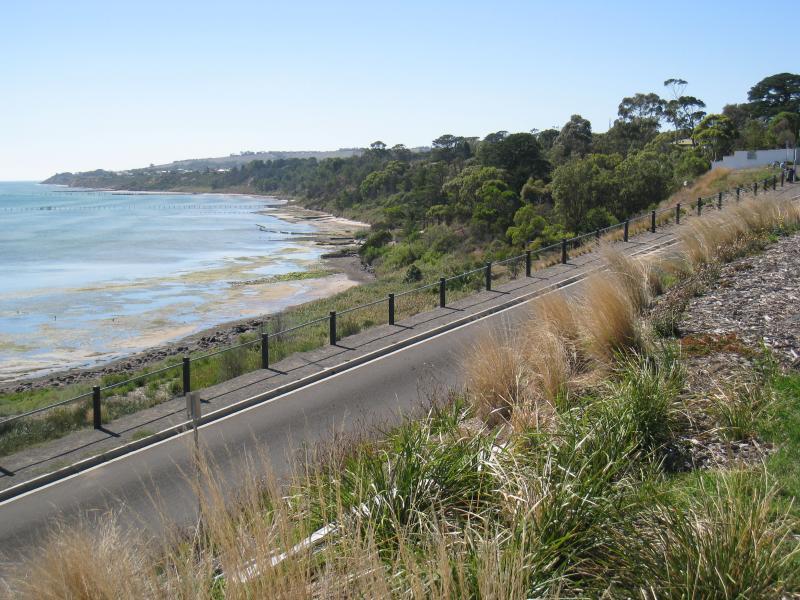 Clifton Springs - Adrian Mannix Reserve and views of Clifton Springs Boat Harbour: View west through reserve and across boat harbour access road