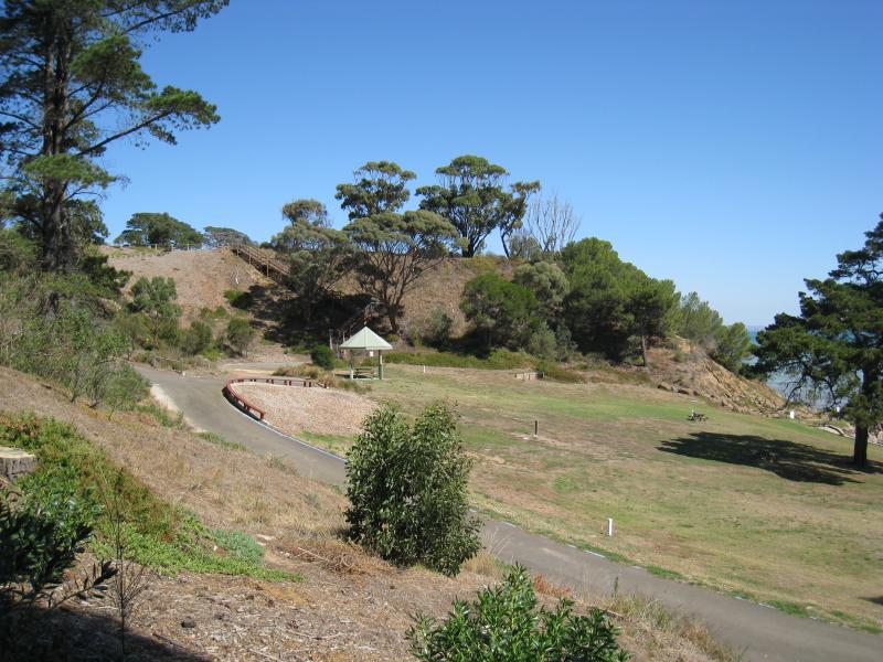 Clifton Springs - The Dell Picnic Area, northern end of Springs Street: View west through picnic area towards cliffs
