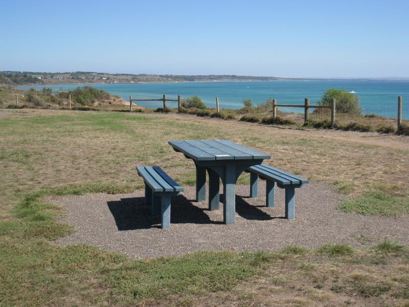 Clifton Springs - Coastline around Beacon Point, northern end of Beacon Point Road: Table overlooking bay on western side of car park