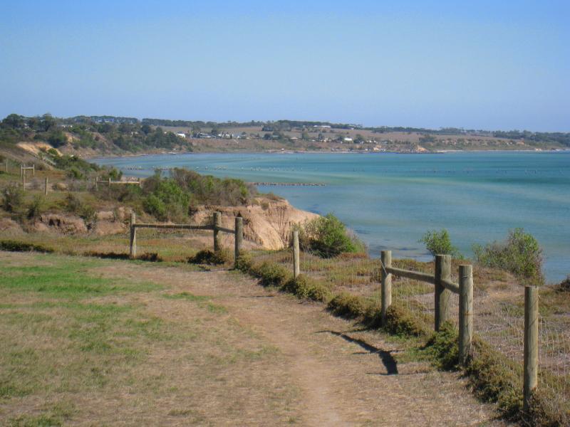 Clifton Springs - Coastline around Beacon Point, northern end of Beacon Point Road: View south-west along coast from western side of car park