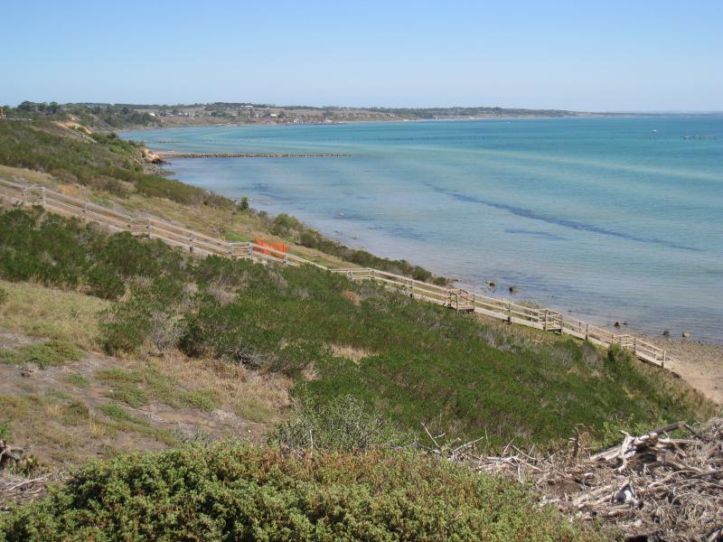 Clifton Springs - Coastline around Beacon Point, northern end of Beacon Point Road: View south-west along coast towards steps opposite Cantata Way