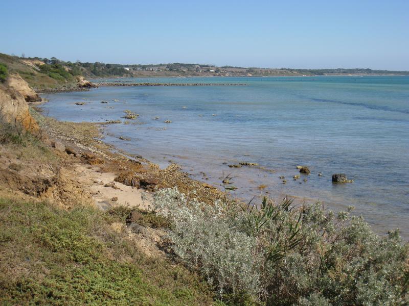 Clifton Springs - Coastline around Beacon Point, northern end of Beacon Point Road: View south-west along coast from steps down to beach