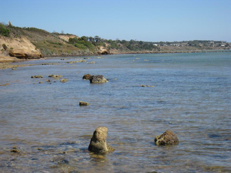 Clifton Springs - Coastline around Beacon Point, northern end of Beacon Point Road: View south-west across bay