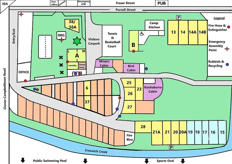 Clunes Caravan Park - Park map