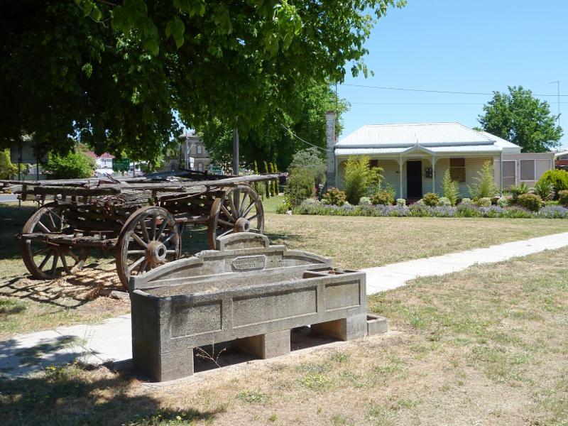 Clunes - Bailey Street: Old cart and trough, corner Bailey St and Fraser St