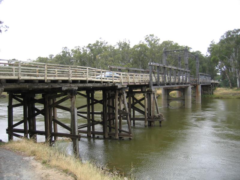 Cobram - Bridge across Murray River and surroundings: View east along bridge across Murray River