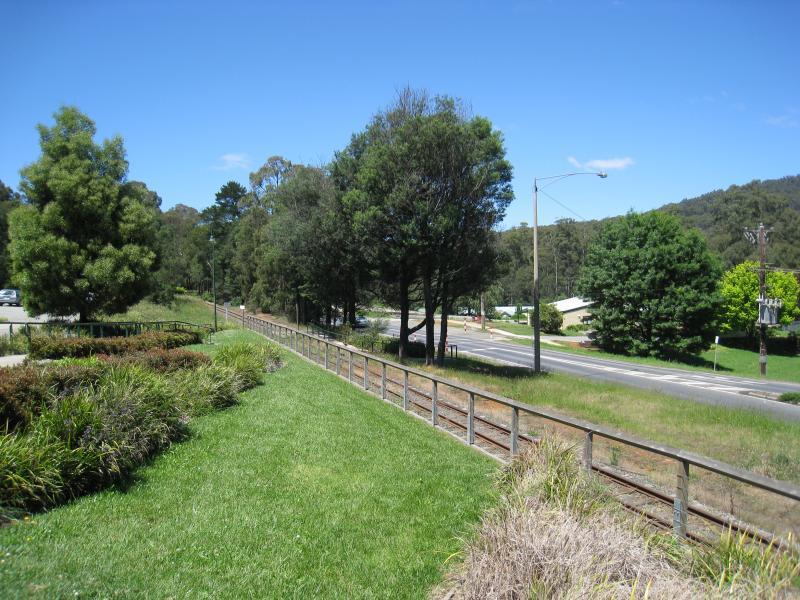 Cockatoo - Shops and commercial centre, McBride Street: View south along railway line and Pakenham Rd at McBride St
