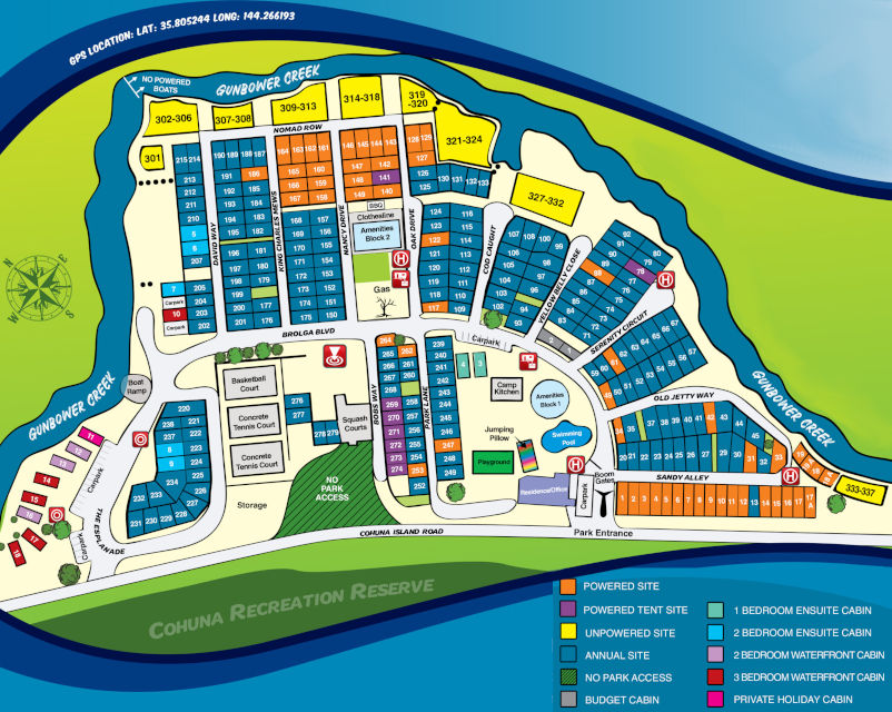 Cohuna Waterfront Holiday Park - Park map