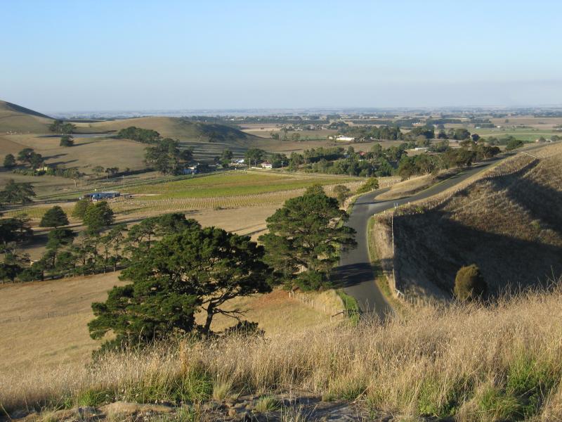 Colac - Red Rock main lookout: View from lookout, south-east towards Red Rock Winery
