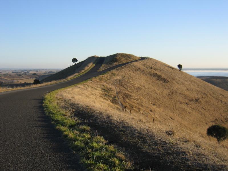 Colac - Red Rock memorial dial and lookout: View along road to memorial dial and lookout