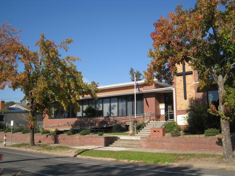 Corryong - Hanson Street west of Corryong's commercial centre: Sacred Heart School