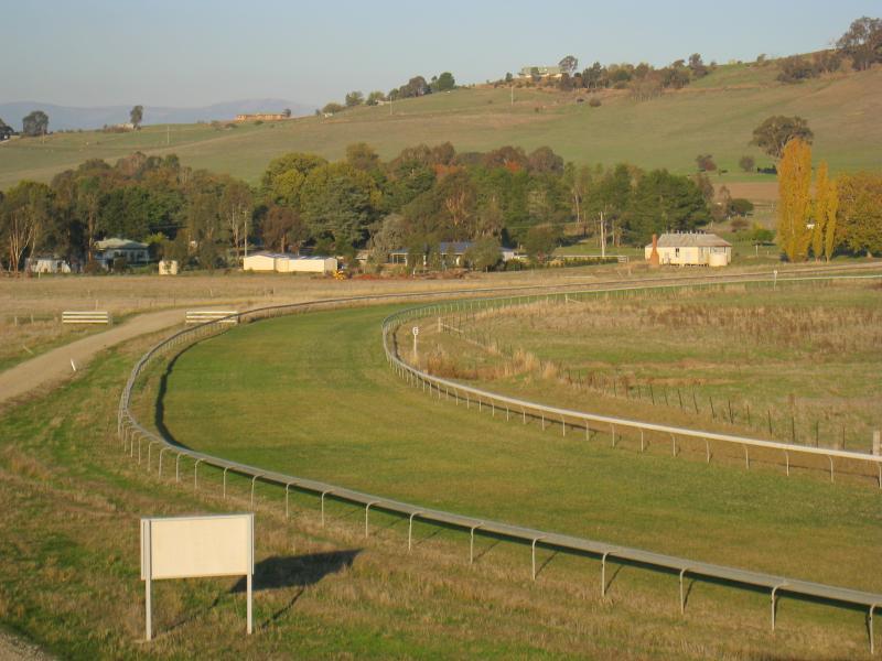 Corryong - Towong Racecourse: South-easterly view along track from lookout tower