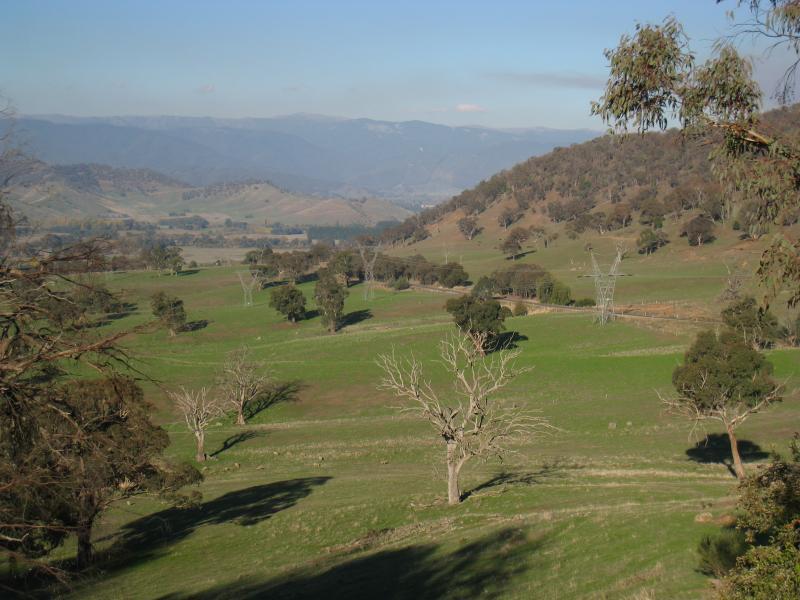 Corryong - Murray Valley Highway, between Murray River Road and Murray River: South-easterly view from Towong Gap lookout
