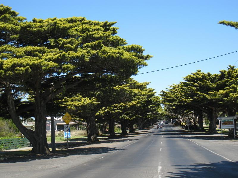 Cowes - Thompson Avenue south of Church Street: View south along Thompson Av at Settlement Rd