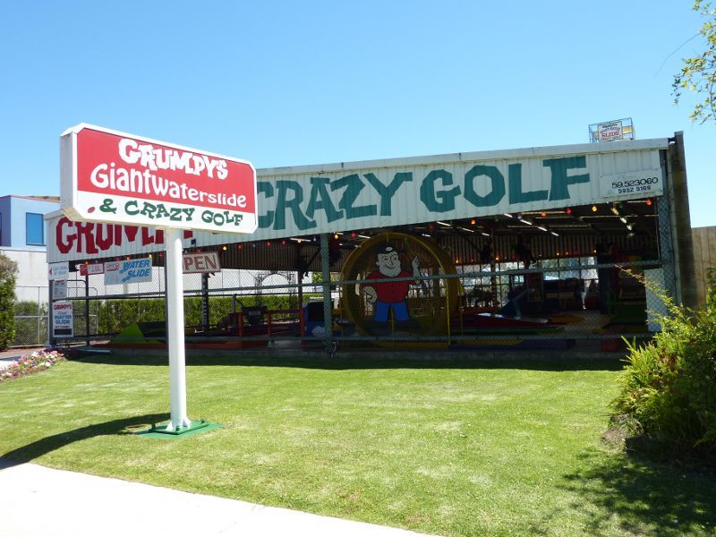 Cowes - Thompson Avenue south of Church Street: Grumpys Giant Waterslide & Crazy Golf, Thompson Av north of Settlement Rd