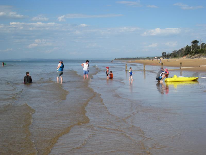 Cowes - Beach and foreshore between Erehwon Point and Coghlan Road: View east along beach, east of Dunsmore Rd