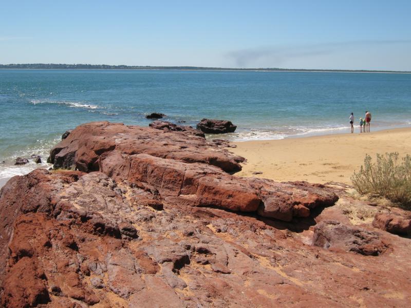 Cowes - Red Rocks and Penguin Point at end of Red Rocks Road - View across bay from Penguin Rock