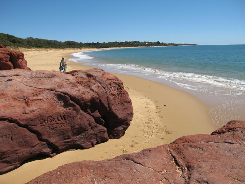Cowes - Red Rocks and Penguin Point at end of Red Rocks Road: View south-west along coast from Penguin Rock towards McHaffie Point