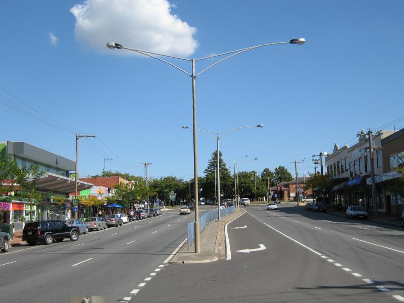 Cranbourne - Commercial centre and shops, High Street: View south along High St at Childers St
