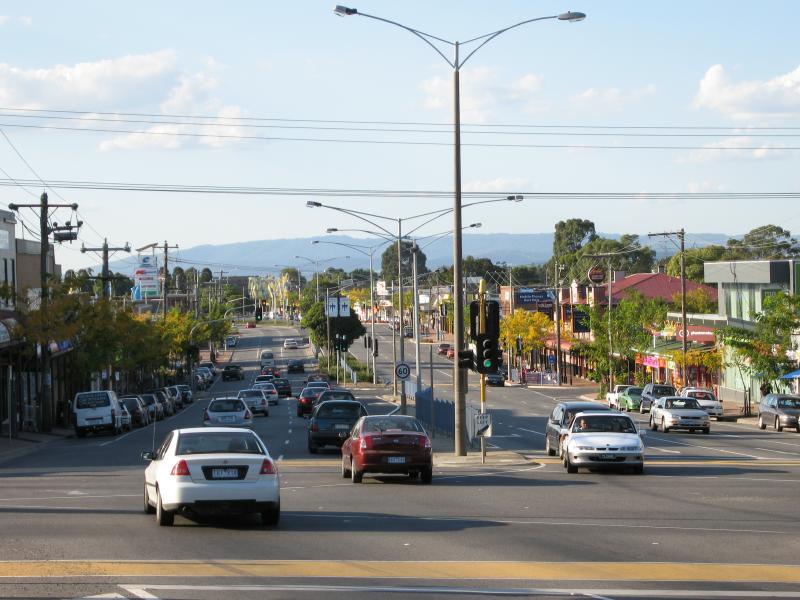 Cranbourne - Commercial centre and shops, High Street: View north along High St at Sladen St