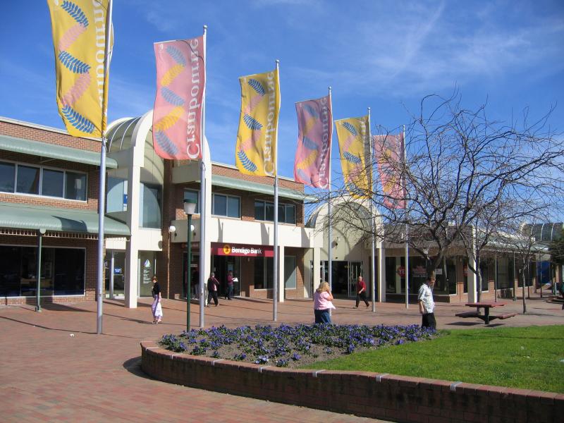 Cranbourne - Cranbourne Park Shopping Centre and Greg Clydesdale Square: Shops fronting Greg Clydesdale Square