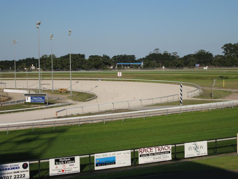 Cranbourne - Cranbourne Racecourse: View east across track from grandstand