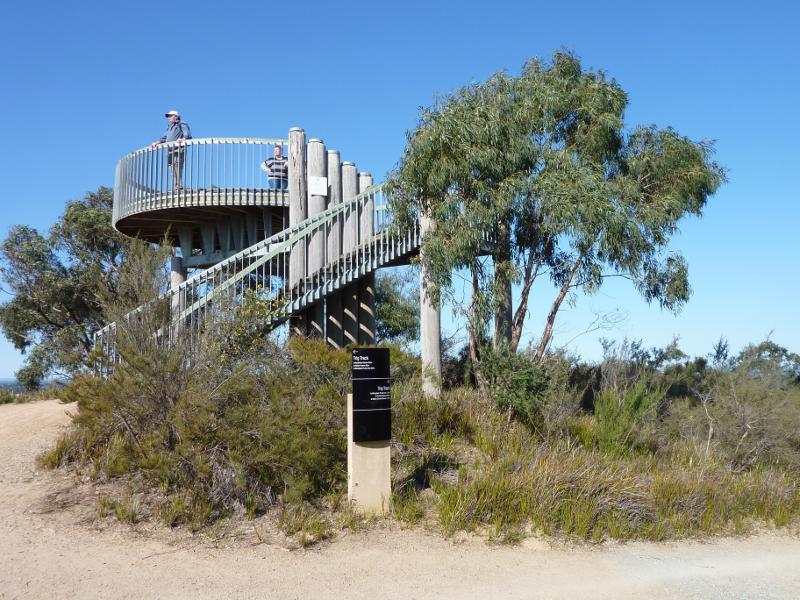 Cranbourne - Royal Botanic Gardens Cranbourne, Ballarto Road: Trig Point Lookout viewed from Trig Track
